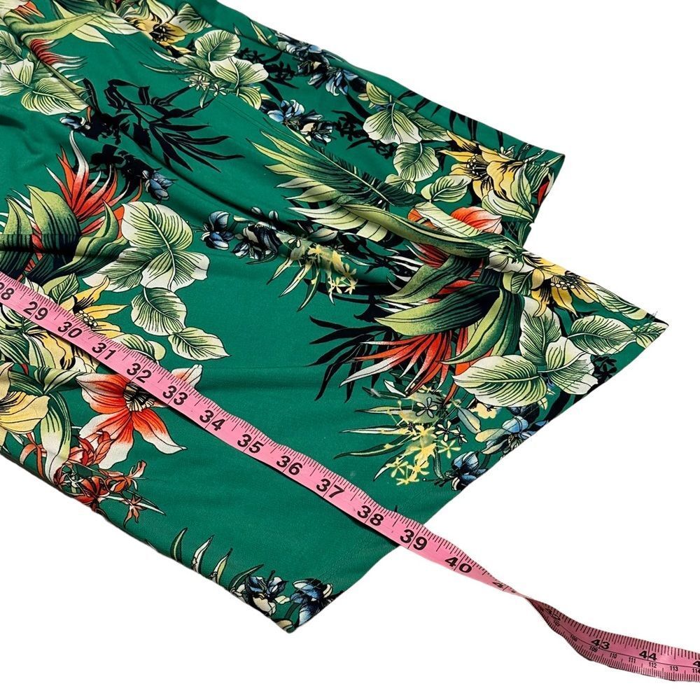 Forever 21 Green Tropical Floral Print Mock Wrap Dress - Size XL - Picture 11 of 15